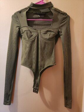 Reebok X Cardi B Olive Womens Body Suit Size XS